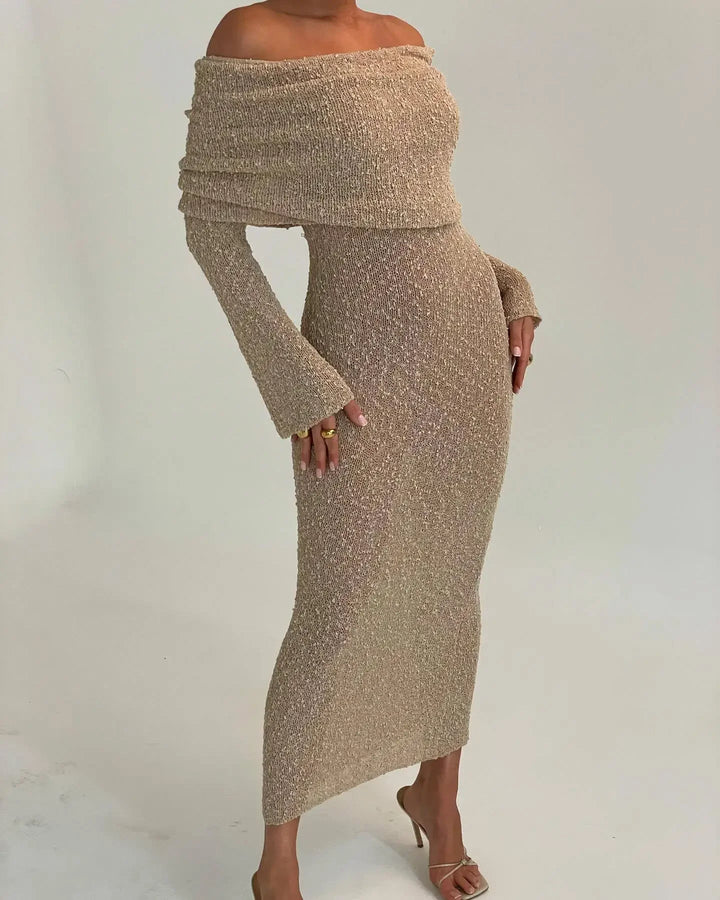 SARA - Off Shoulder Knit Maxi Dress