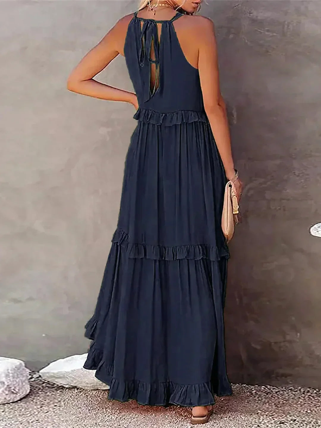 Meara™ - Halter Ruffle Maxi Dress