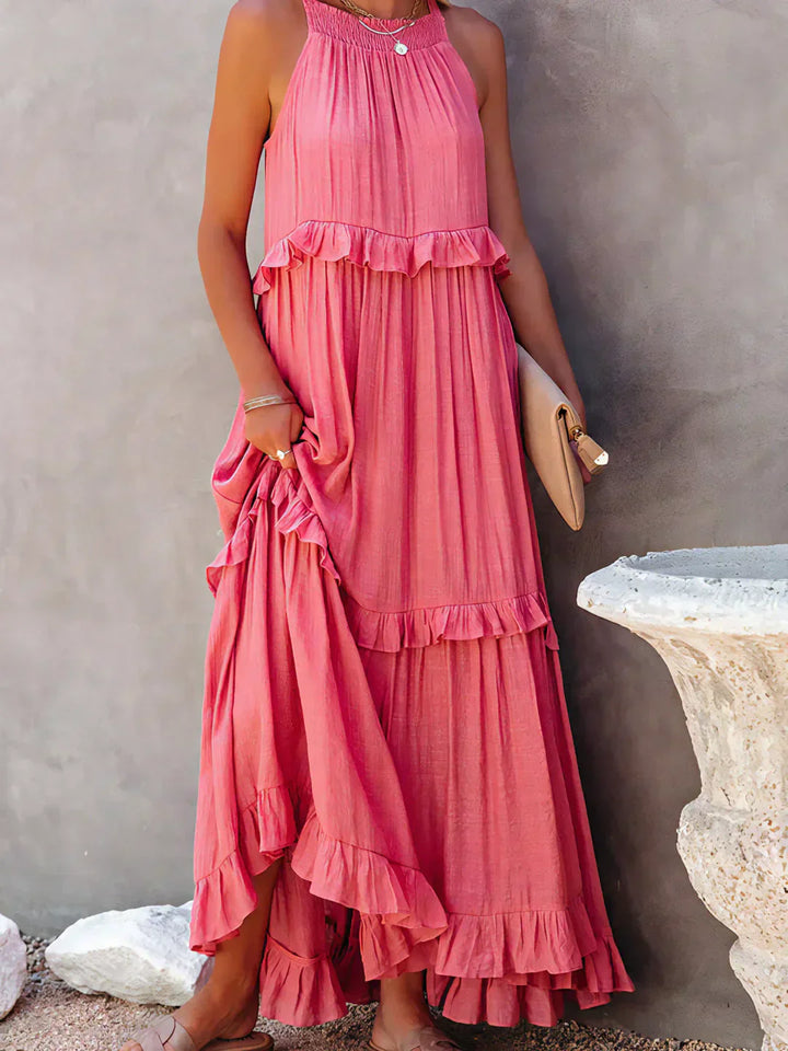 Emilia™ - Halter Ruffle Maxi Dress