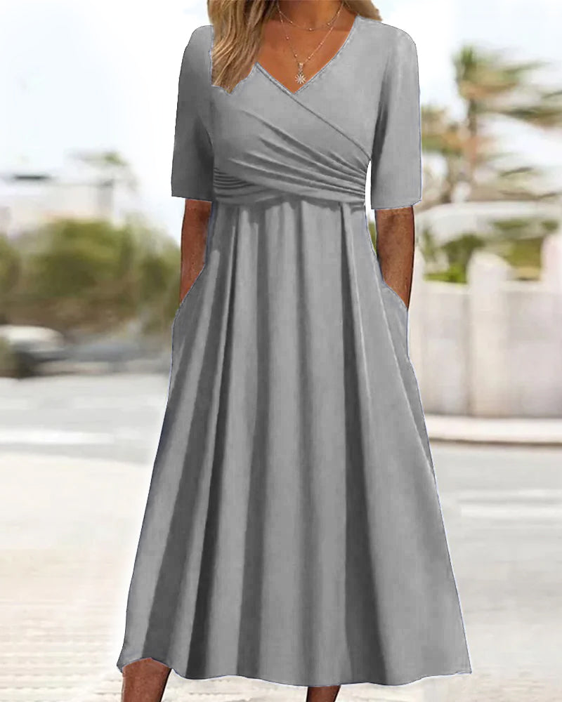 Marina - Graceful V-Neck Midi Dress