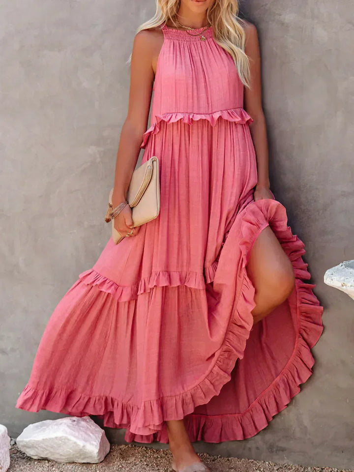 Meara™ - Halter Ruffle Maxi Dress