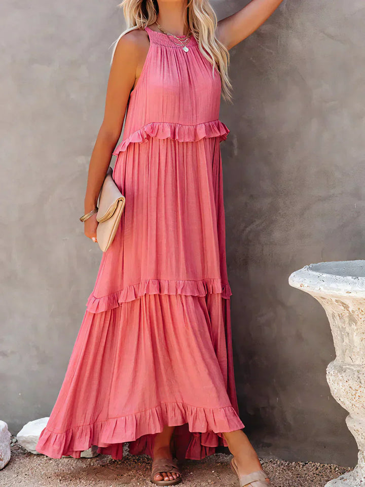 Meara™ - Halter Ruffle Maxi Dress