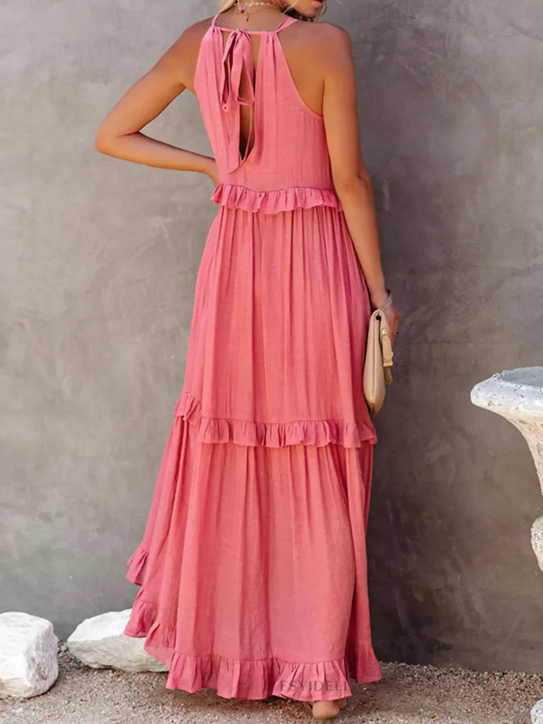 Emilia™ - Halter Ruffle Maxi Dress