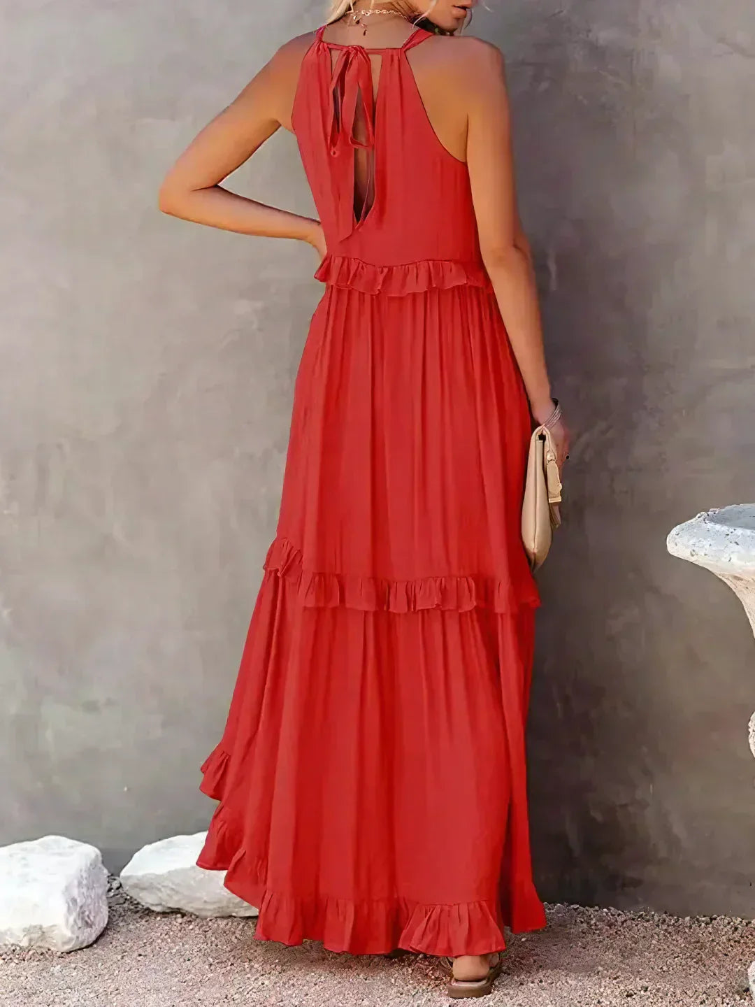 Meara™ - Halter Ruffle Maxi Dress