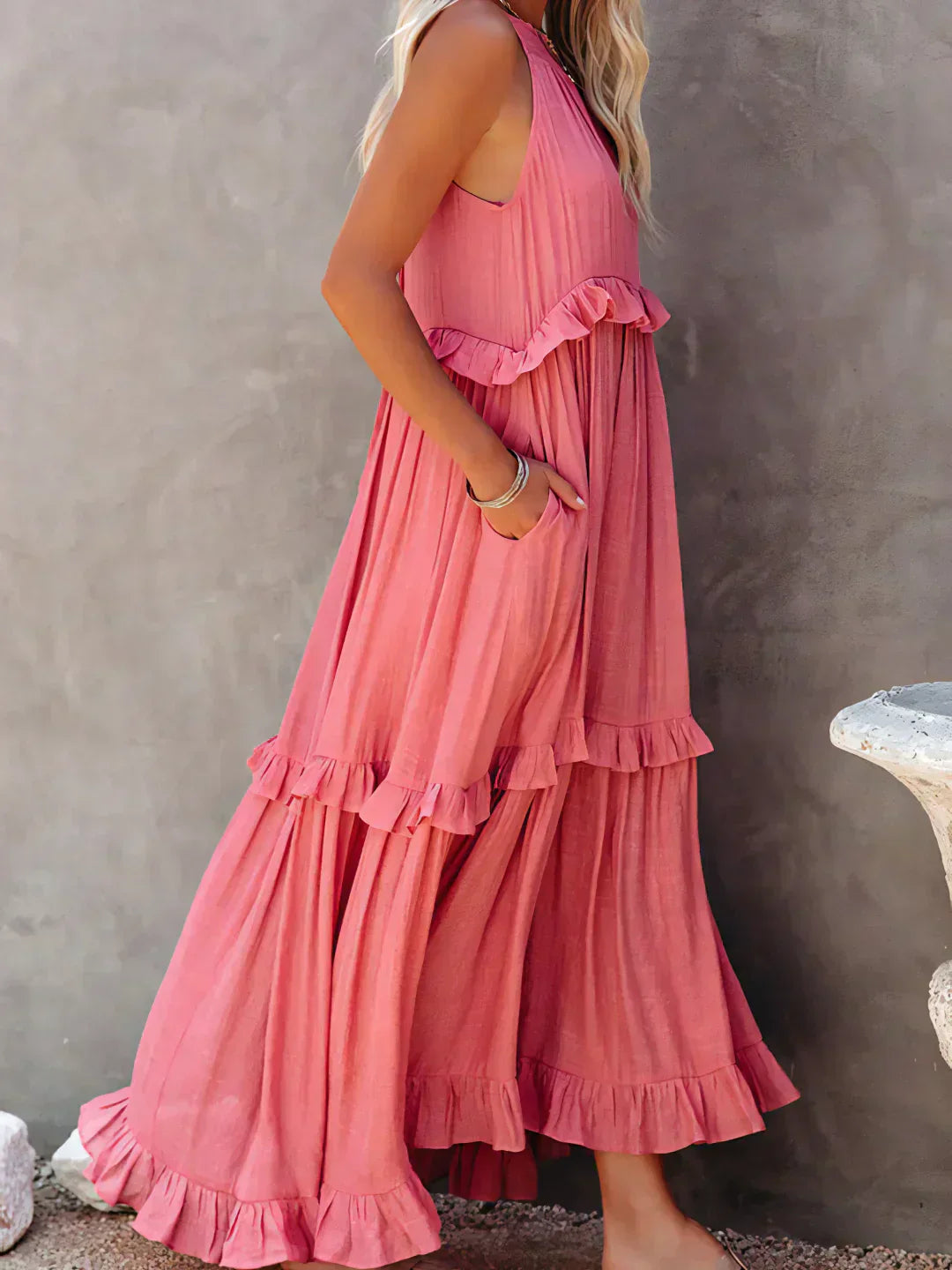 Meara™ - Halter Ruffle Maxi Dress