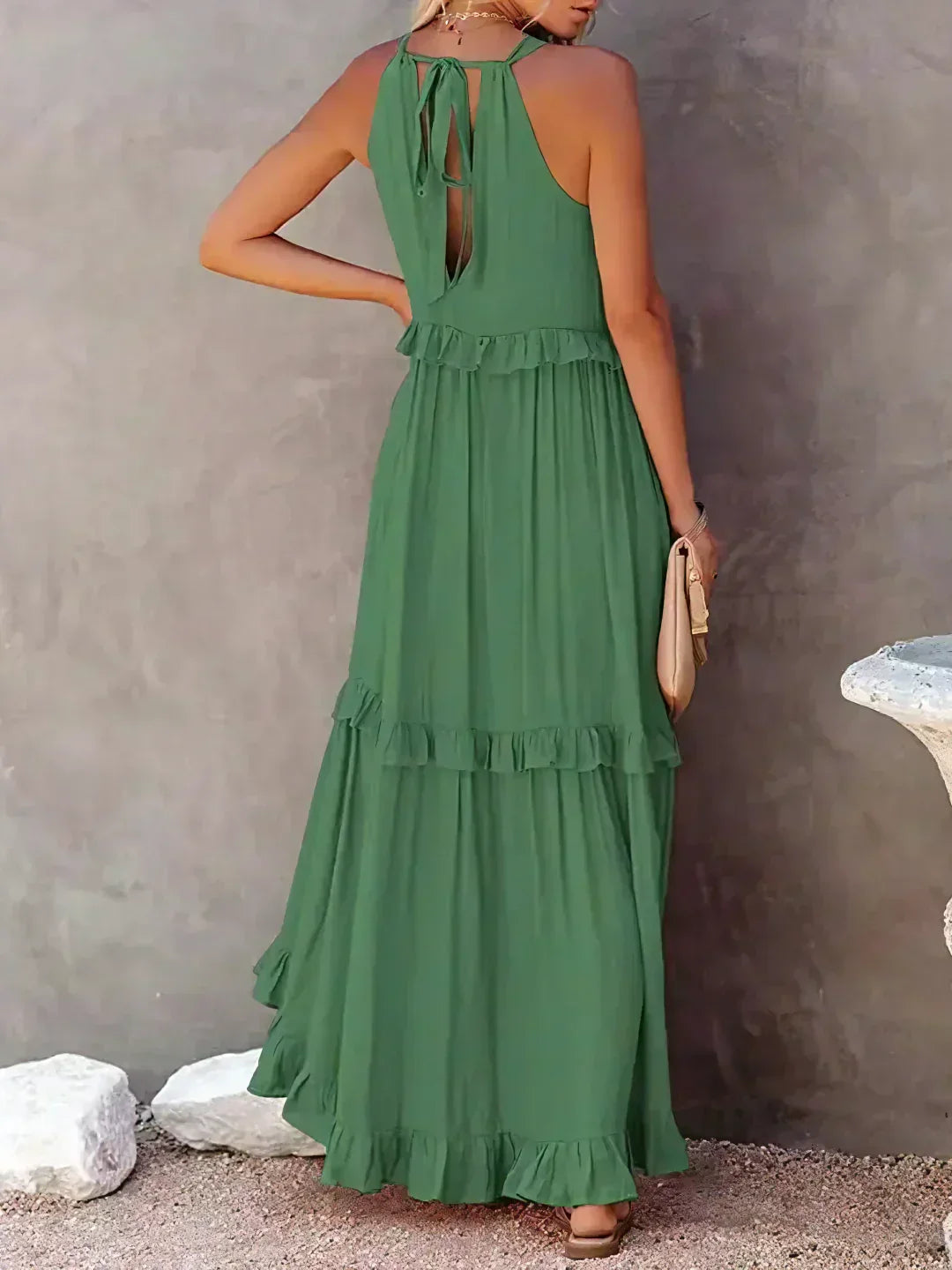 Meara™ - Halter Ruffle Maxi Dress