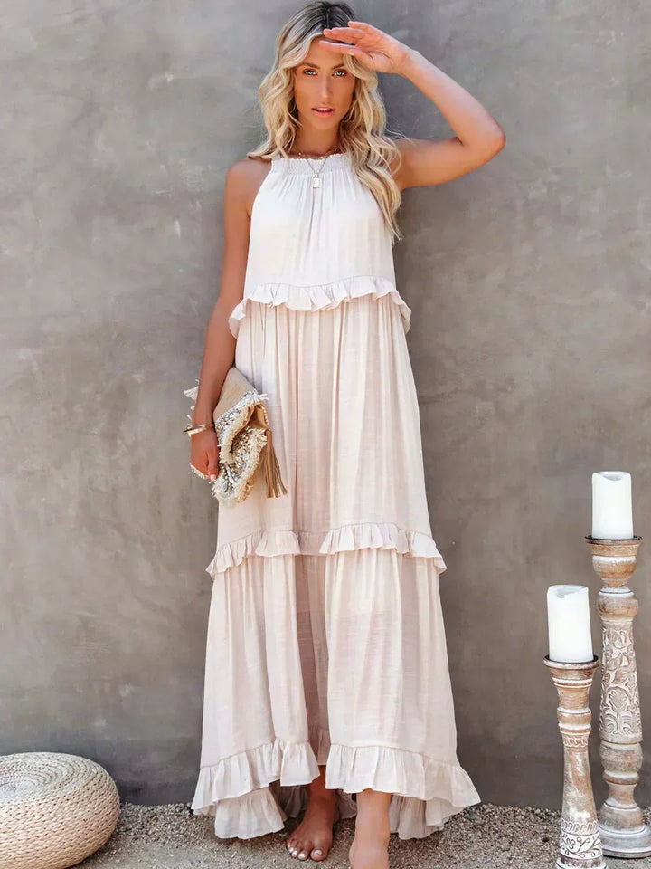 Meara™ - Halter Ruffle Maxi Dress