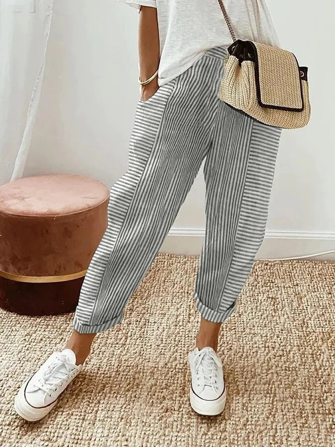 Grace - Striped Cotton Pants