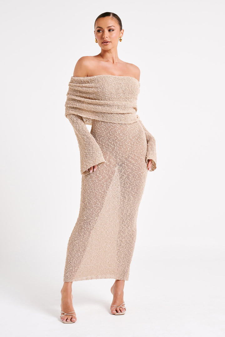 SARA - Off Shoulder Knit Maxi Dress