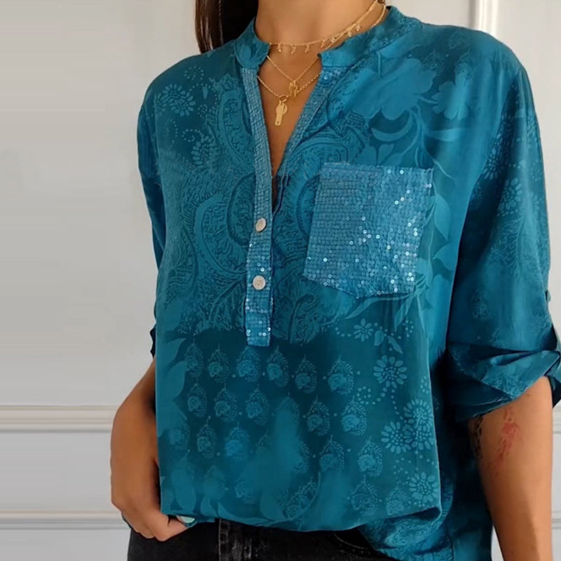 JEZA™ - Embellished Pocket Blouse